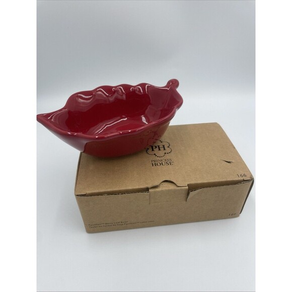 A Princess House Exclusive Pavillion Leaf Dish Bowl Ceramic Berry - Picture 1 of 6